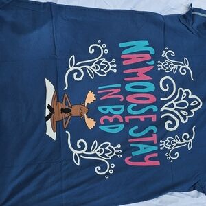 Lazy One Blue Pajama Top with Moose Graphic